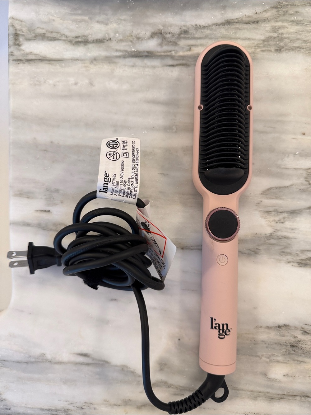 l’ange Smooth-It Dual Voltage Digital Hot Comb Straightening Brush,Blush. NWOT.